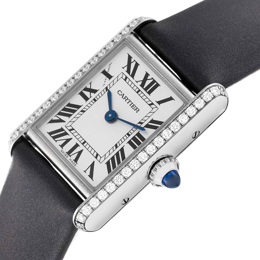 Cartier Tank Must Small Diamond Bezel Steel Ladies Watch W4TA0016
