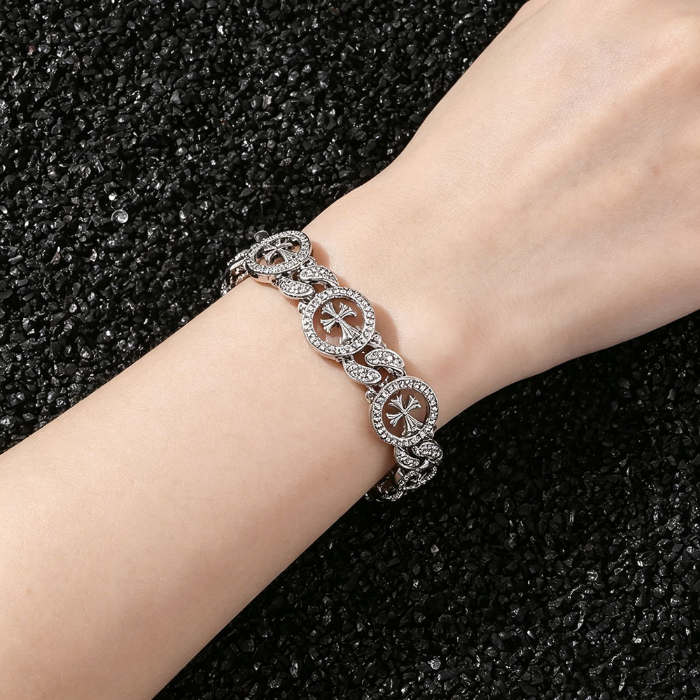 Iced Cross Circle Cuban Link Bracelet - Spiritual Protection & Abundance Talisman