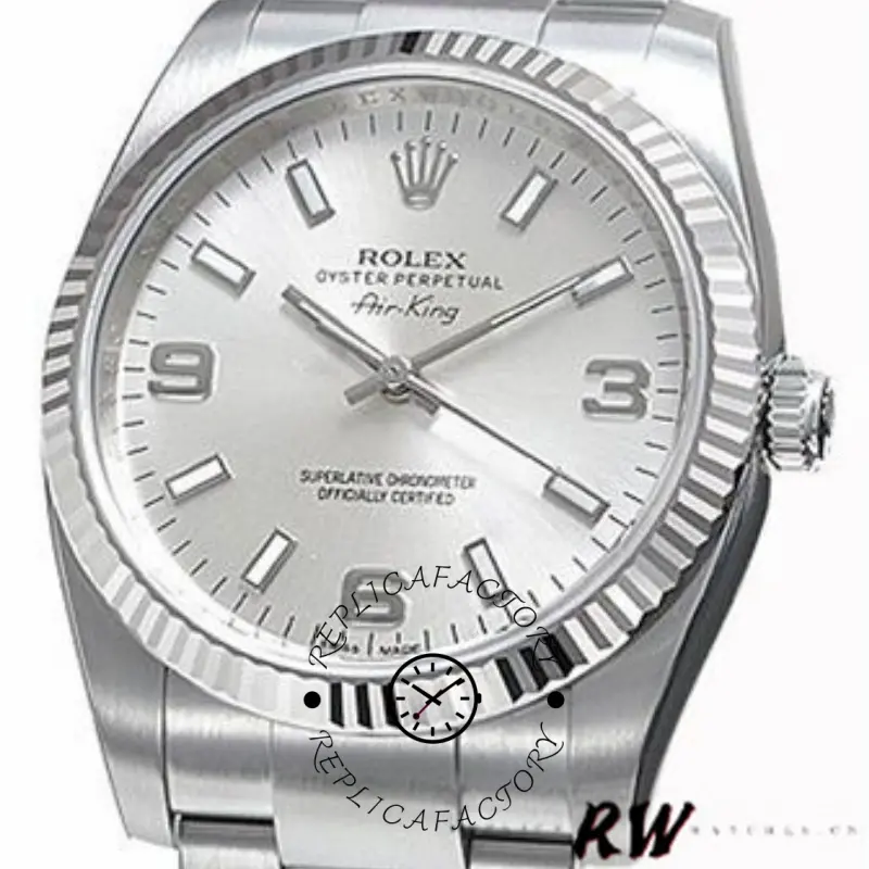 Rolex Oyster Perpetual Air-King 114234 Silver Dial 34mm Unisex Replica Watch