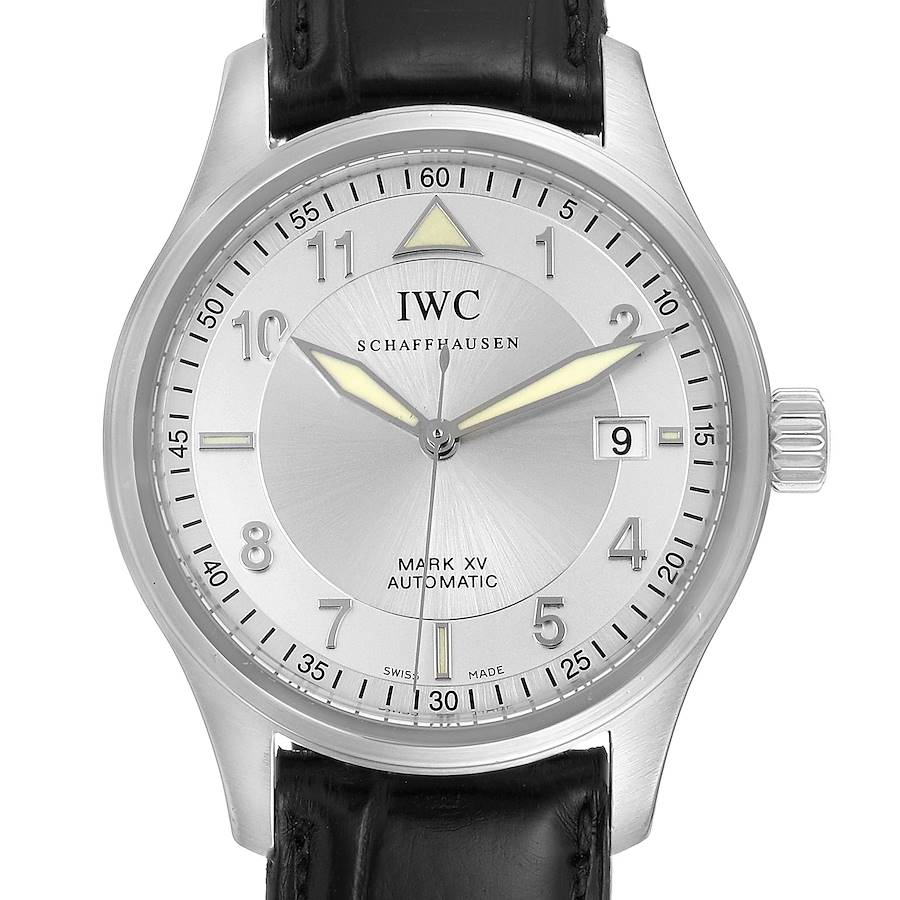 IWC Mark XV Spitfire Silver Dial Black Strap Steel Mens Watch IW325313