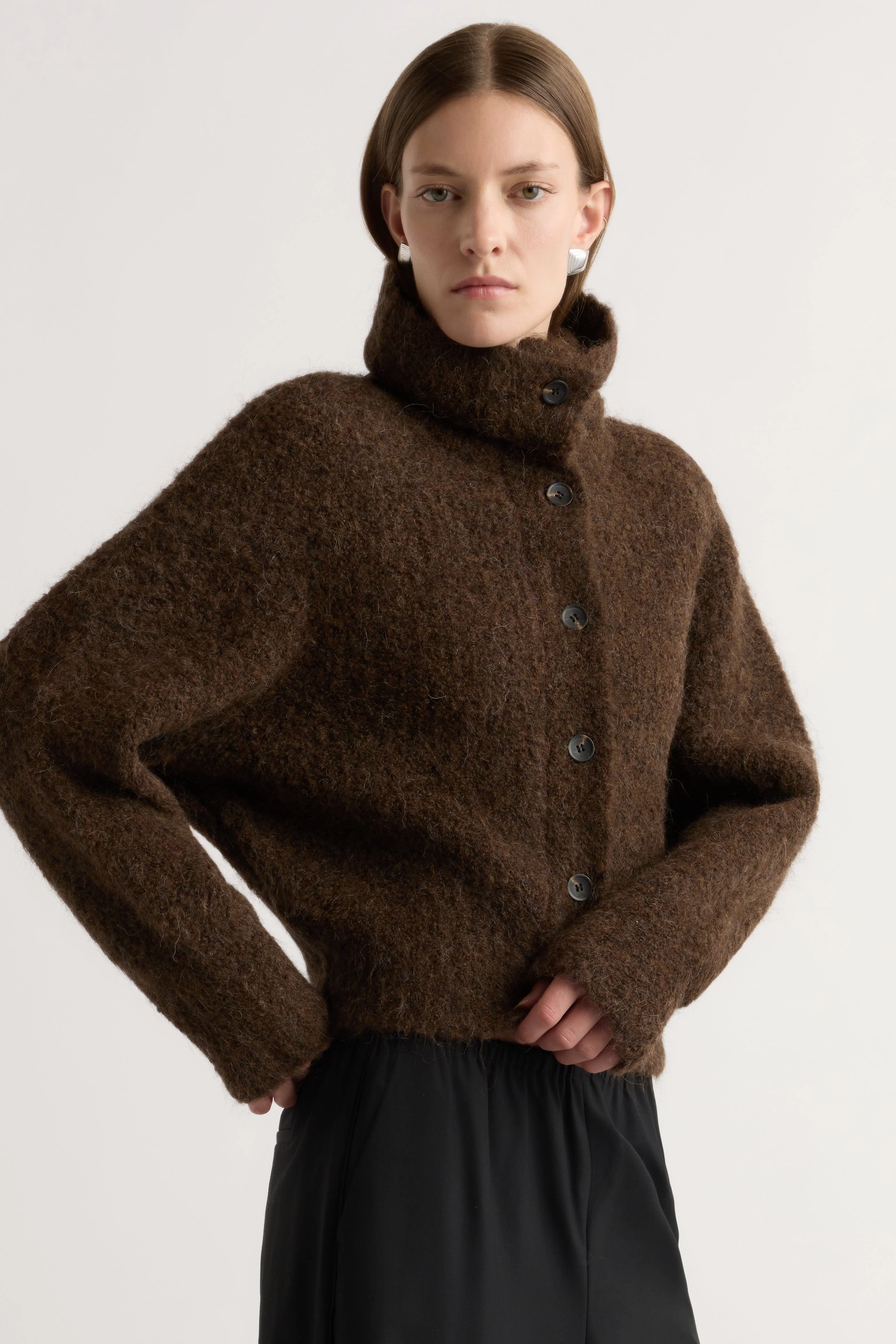 Sacha Fuzzy Alpaca-Wool Cardigan