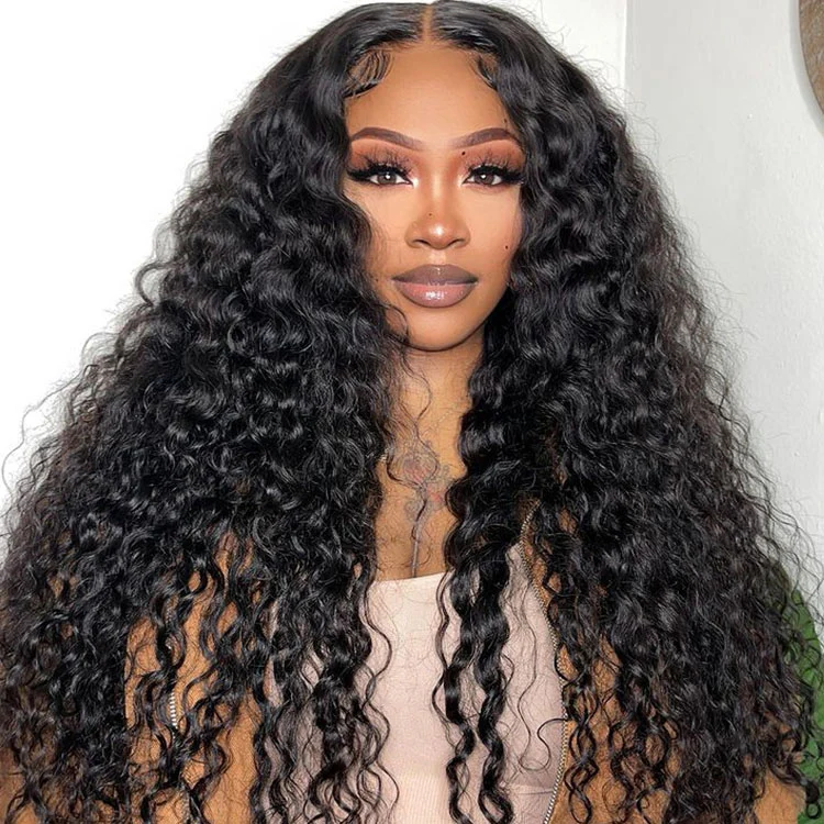 Megalook Bogo Free 5x5 Lace Closure Deep Wave Wigs Natural Black Realistic Hairline Preplucked With Baby Hair