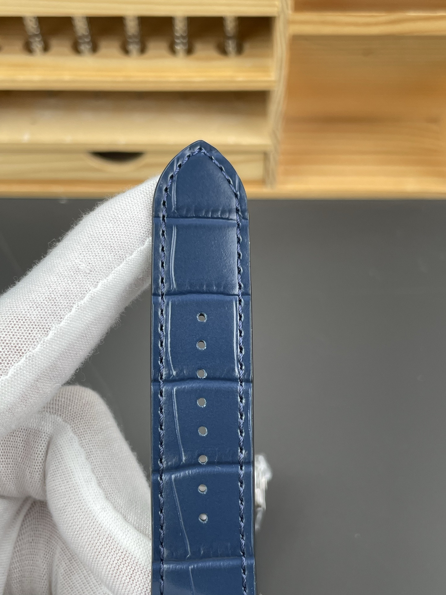 Santos Skeleton Series Leather Strap Blue Dial