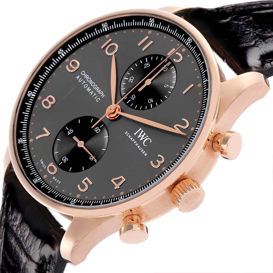 IWC Portugieser Chronograph Rose Gold Slate Dial Mens Watch IW371610