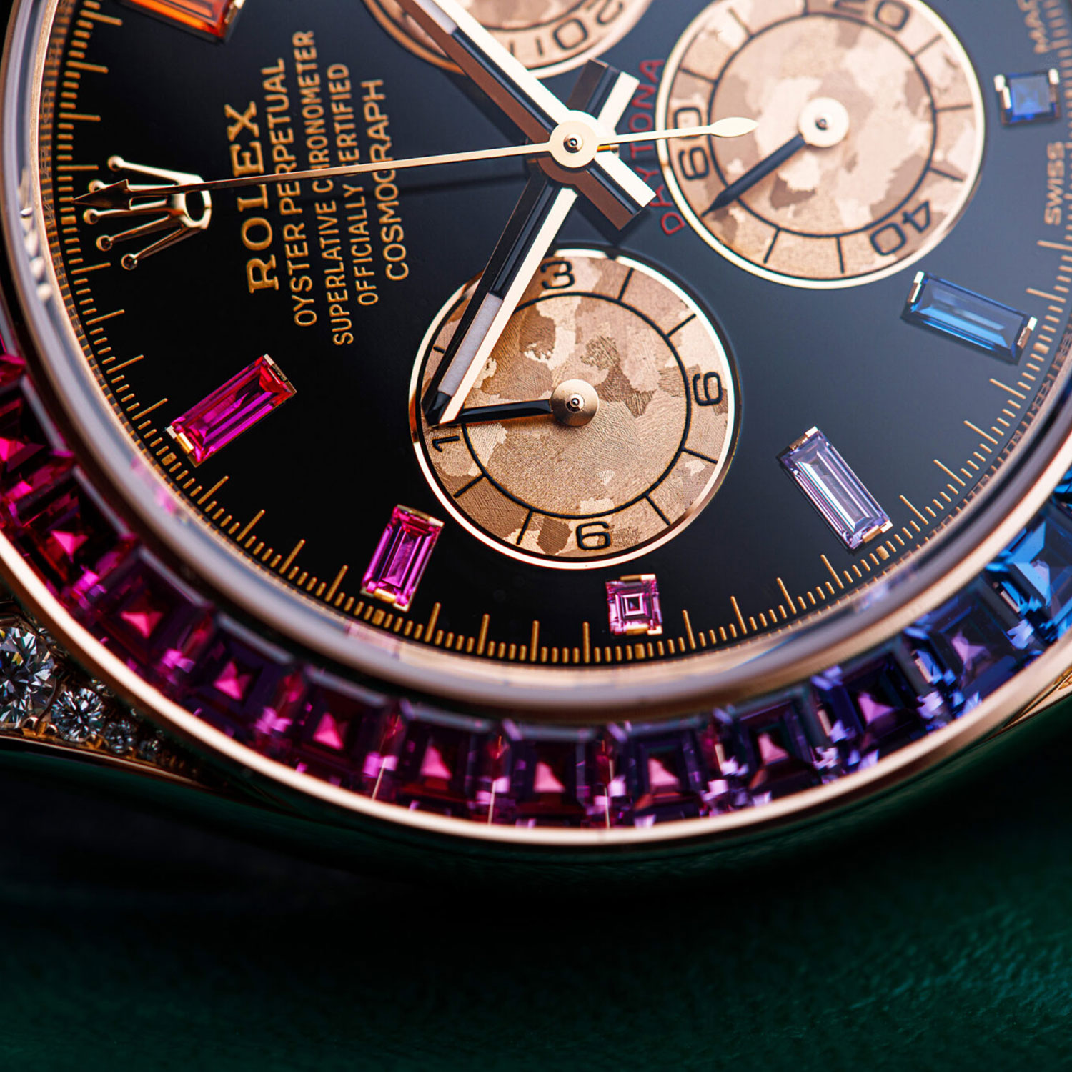 ​Rollie-The Crown Daytona Rainbow Diamond Rose Gold Stainless Steel 40mm