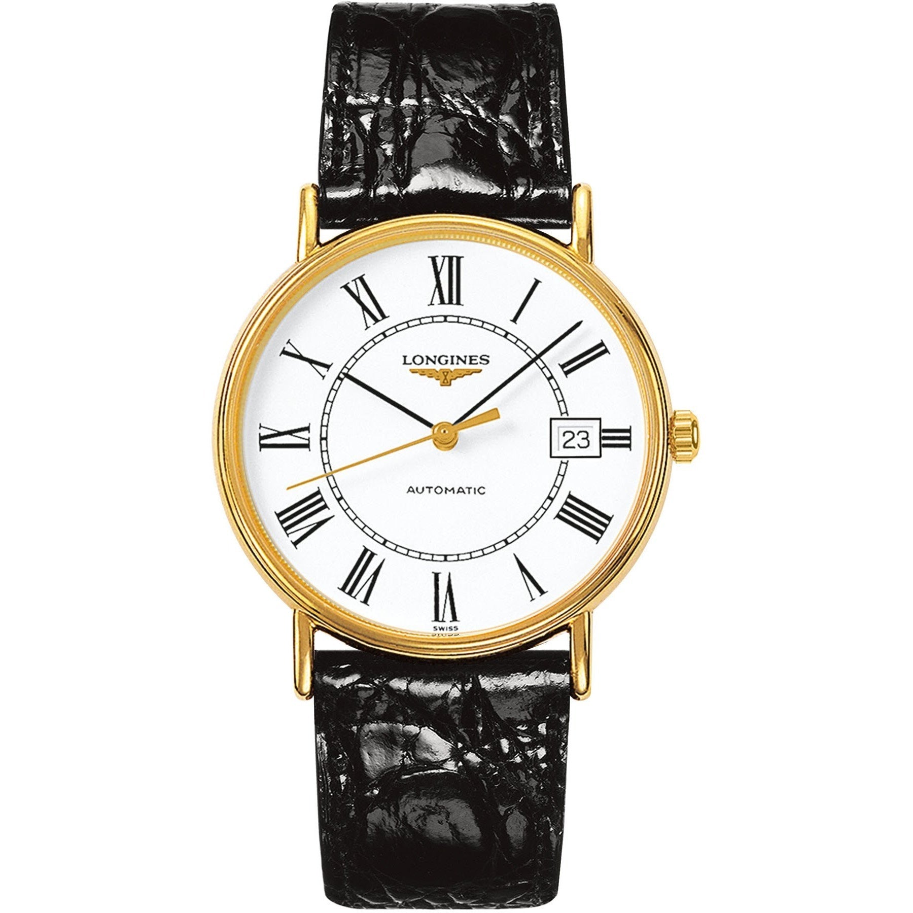 Longines Men's L4.921.2.11.2Presence Black Leather Watch