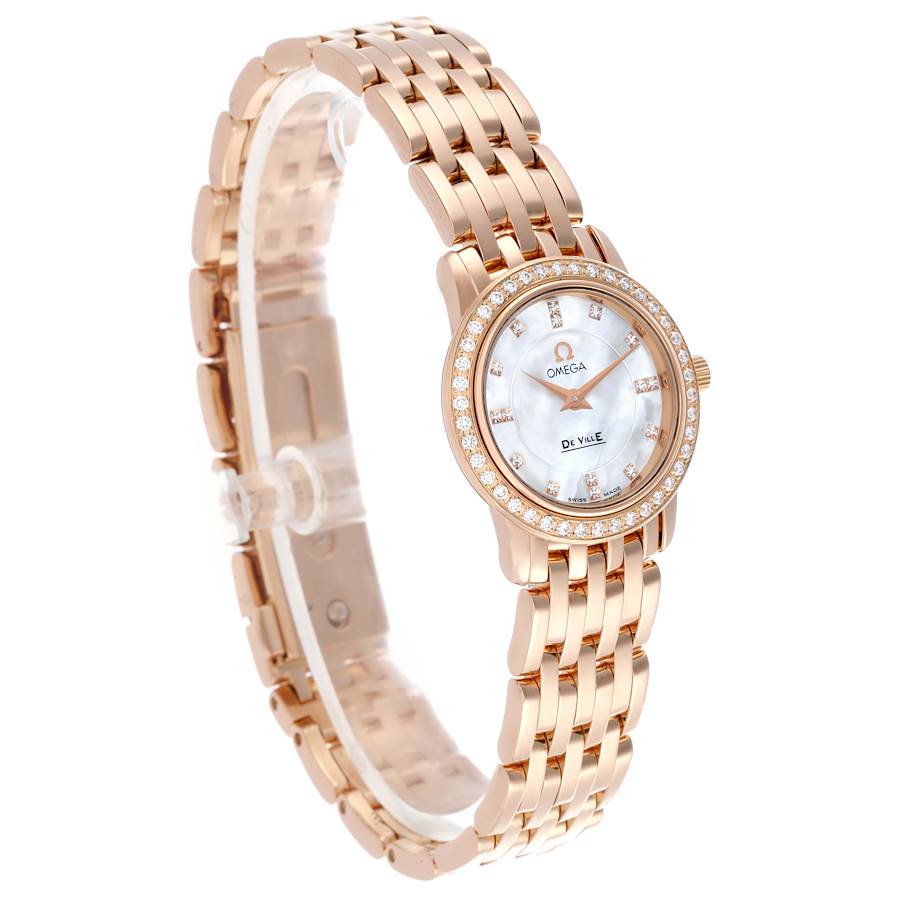 Omega DeVille Prestige Mother of Pearl Diamond Rose Gold Ladies Watch 4375.71.00