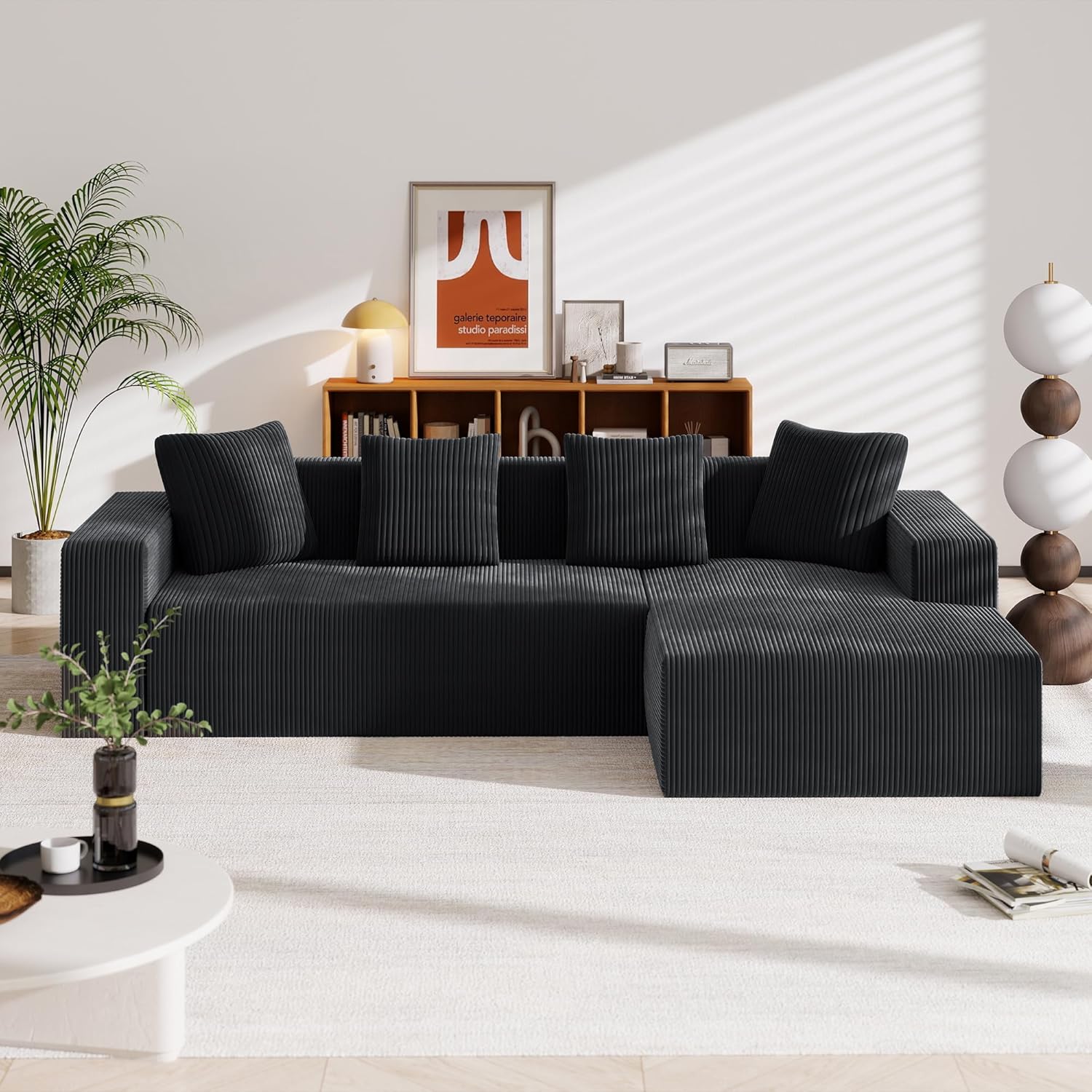 Comfortable Corduroy Sofa with Multiple Cushions