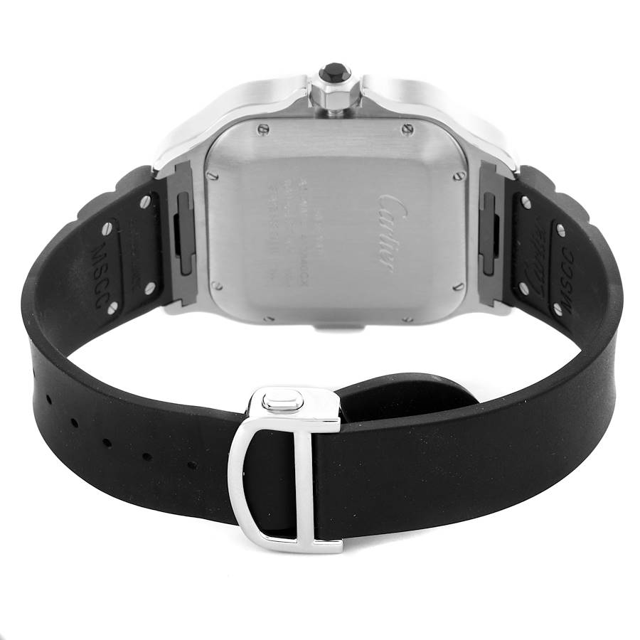 Cartier Santos 100 XL Chronograph Steel Rubber Strap Mens Watch WSSA0017