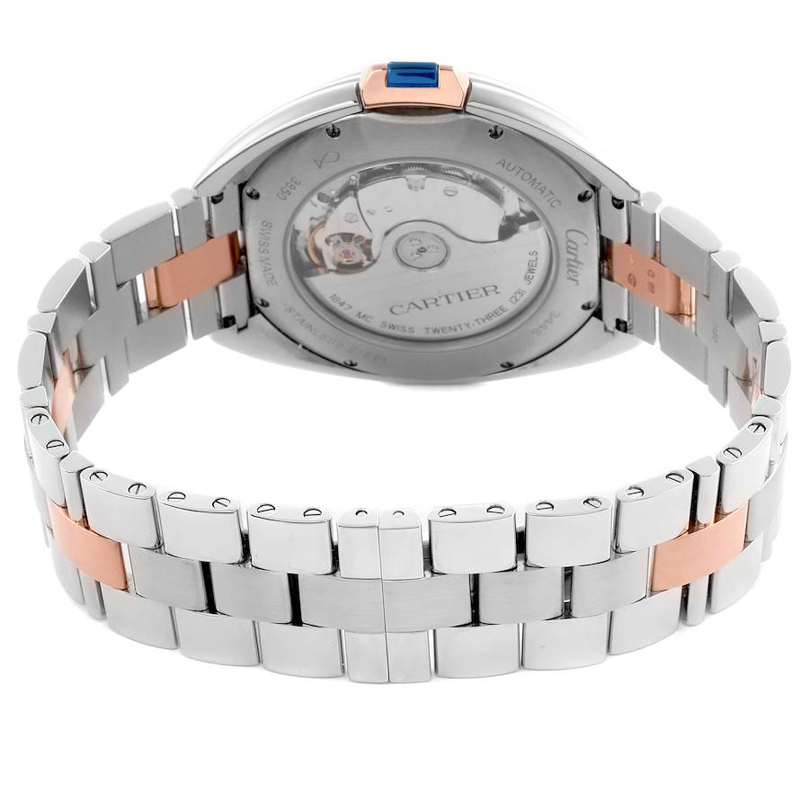 Cartier Cle 40mm Steel Rose Gold Silver Dial Mens Watch W2CL0002