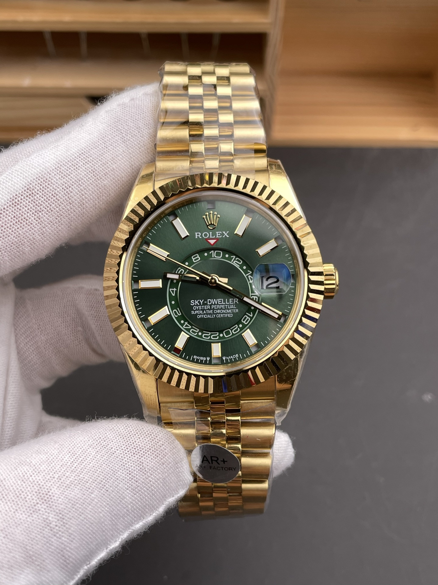 Full Gold Sky-Dweller Green Dial