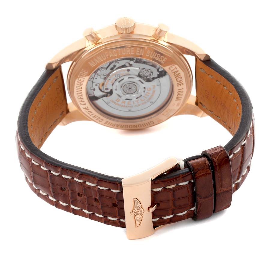 Breitling Transocean 43mm Chronograph Rose Gold Mens Watch RB0152