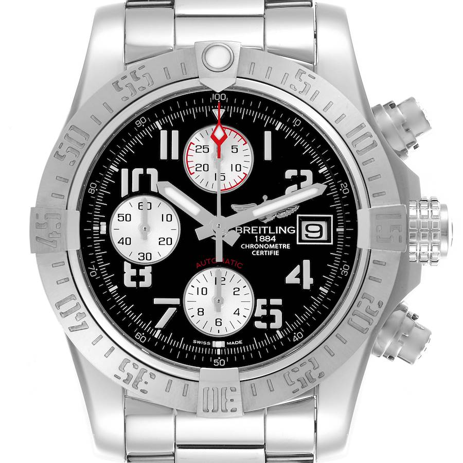Breitling Avenger II Black Dial Steel Mens Watch A13381