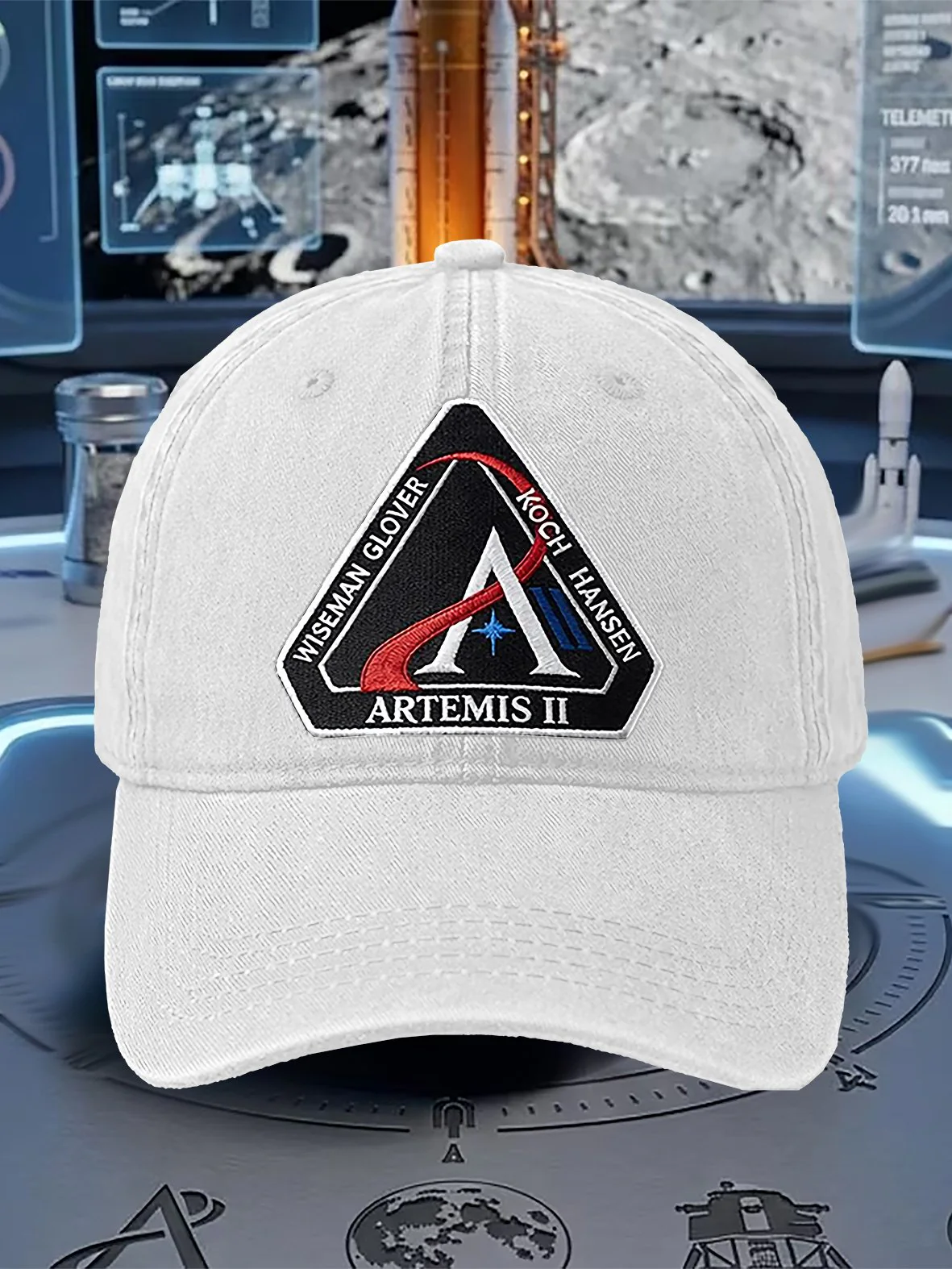 Unisex  Artemis II  Print  Washed Cotton Cap