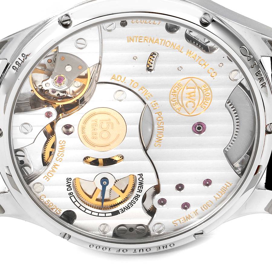 IWC Portuguese 150 Years Eight Days Manual Wind Steel Mens Watch IW510212