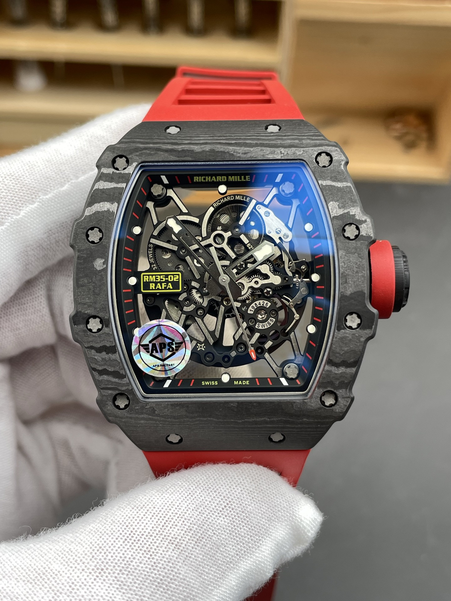 RM35-02 Carbon Fiber Red Bezel APS Factory