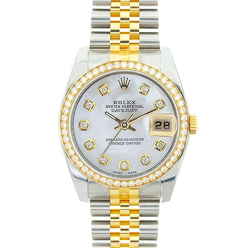 Rolex Datejust Watches His & Hers Stainless 18K Mother Of Pearl Custom Set Diamonds Mid 2000'S Models(HH04)