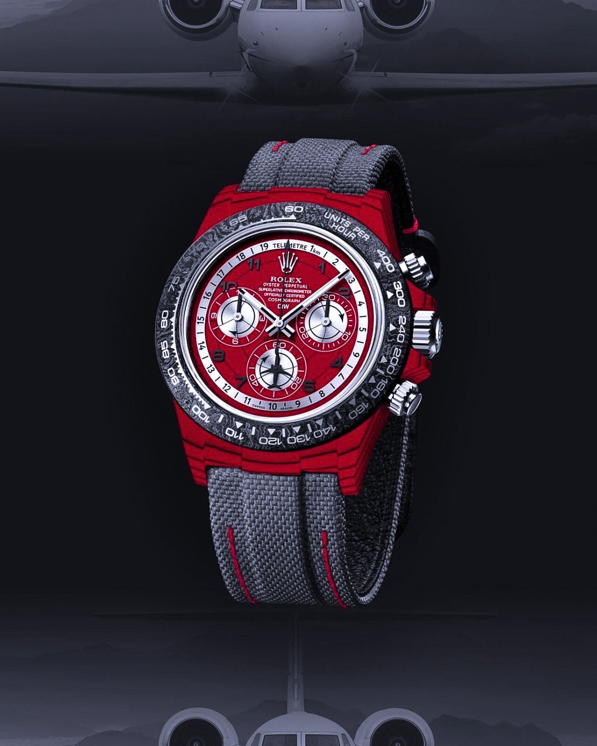 DiW Rolex Daytona "AVIA RED" In Quartz Fiber
