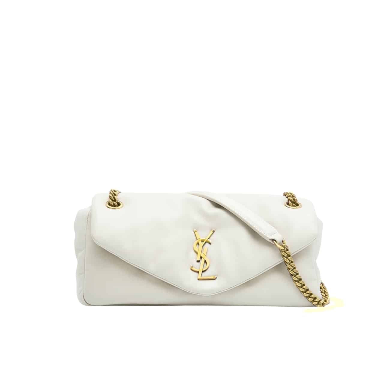 Saint Laurent Calypso Small In Plunged Blanc Vintage 27Cm 734153Aacqo9227