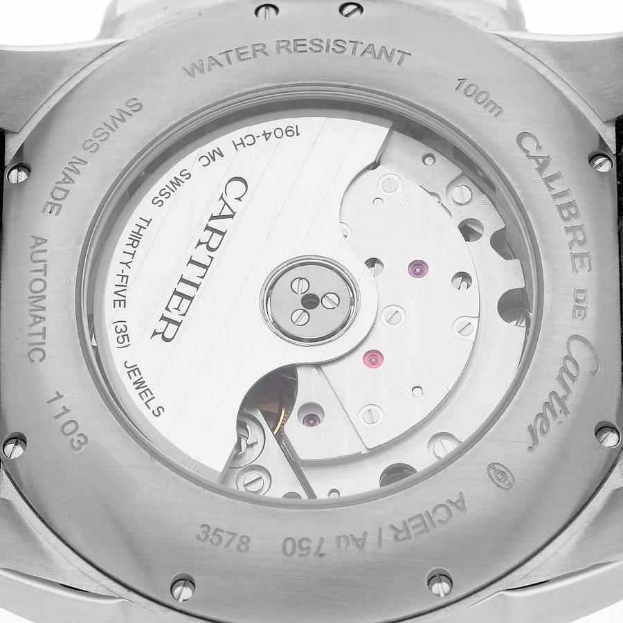 Cartier Calibre Chronograph Steel Rose Gold Mens Watch W7100042