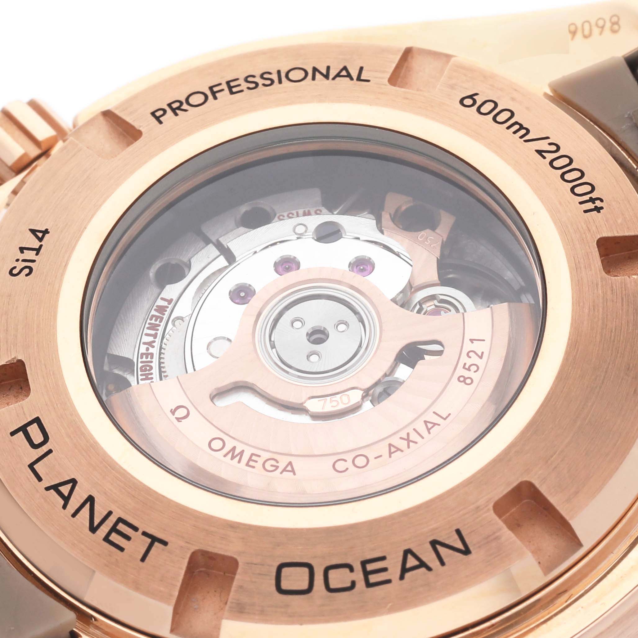 Omega Seamaster Planet Ocean Rose Gold Diamond Watch 37.5 MM 232.58.38.20.01.001 BoxCard
