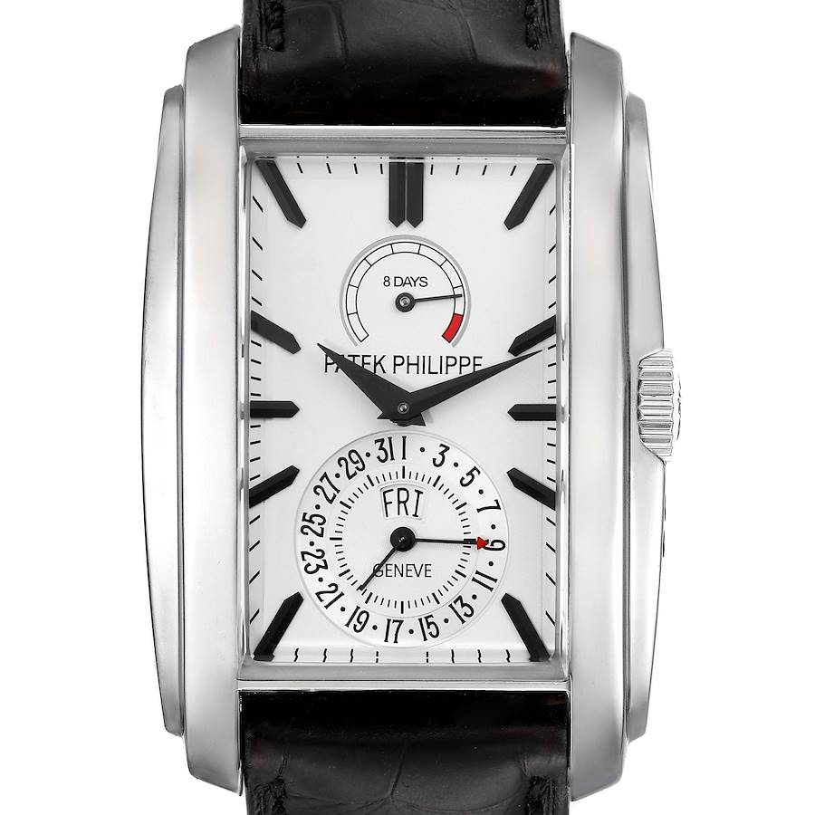 Patek Philippe Gondolo Day Date White Gold Silver Dial Watch 5200 5200G