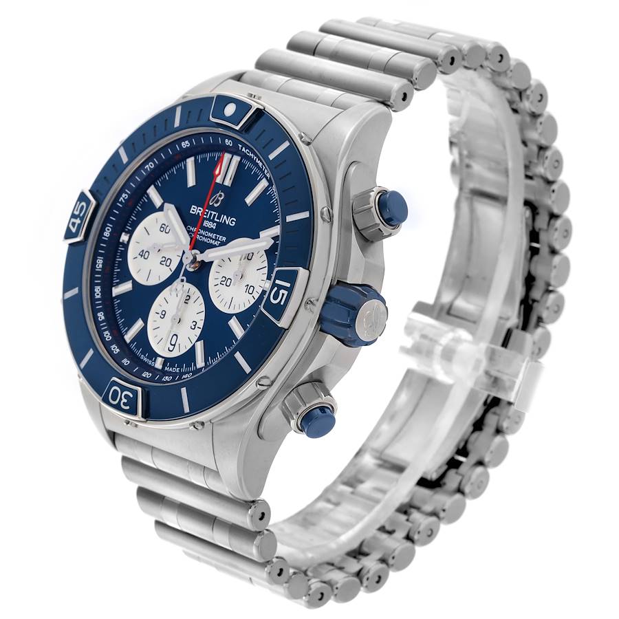 Breitling Super Chronomat B01 Blue Dial Steel Mens Watch AB0136