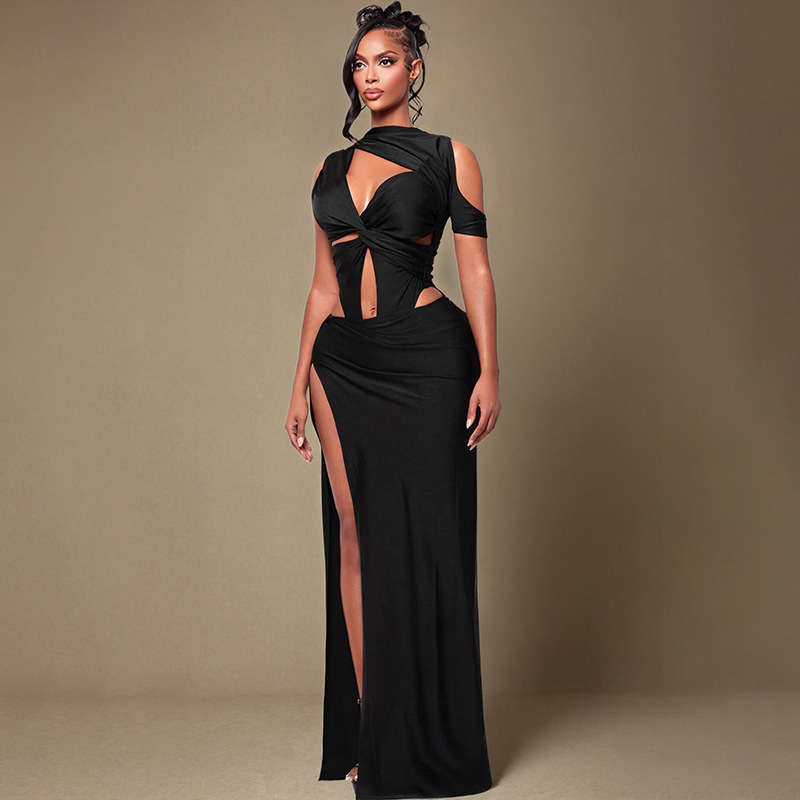 Women Hollow-Out One-Sleeve Sexy Dress