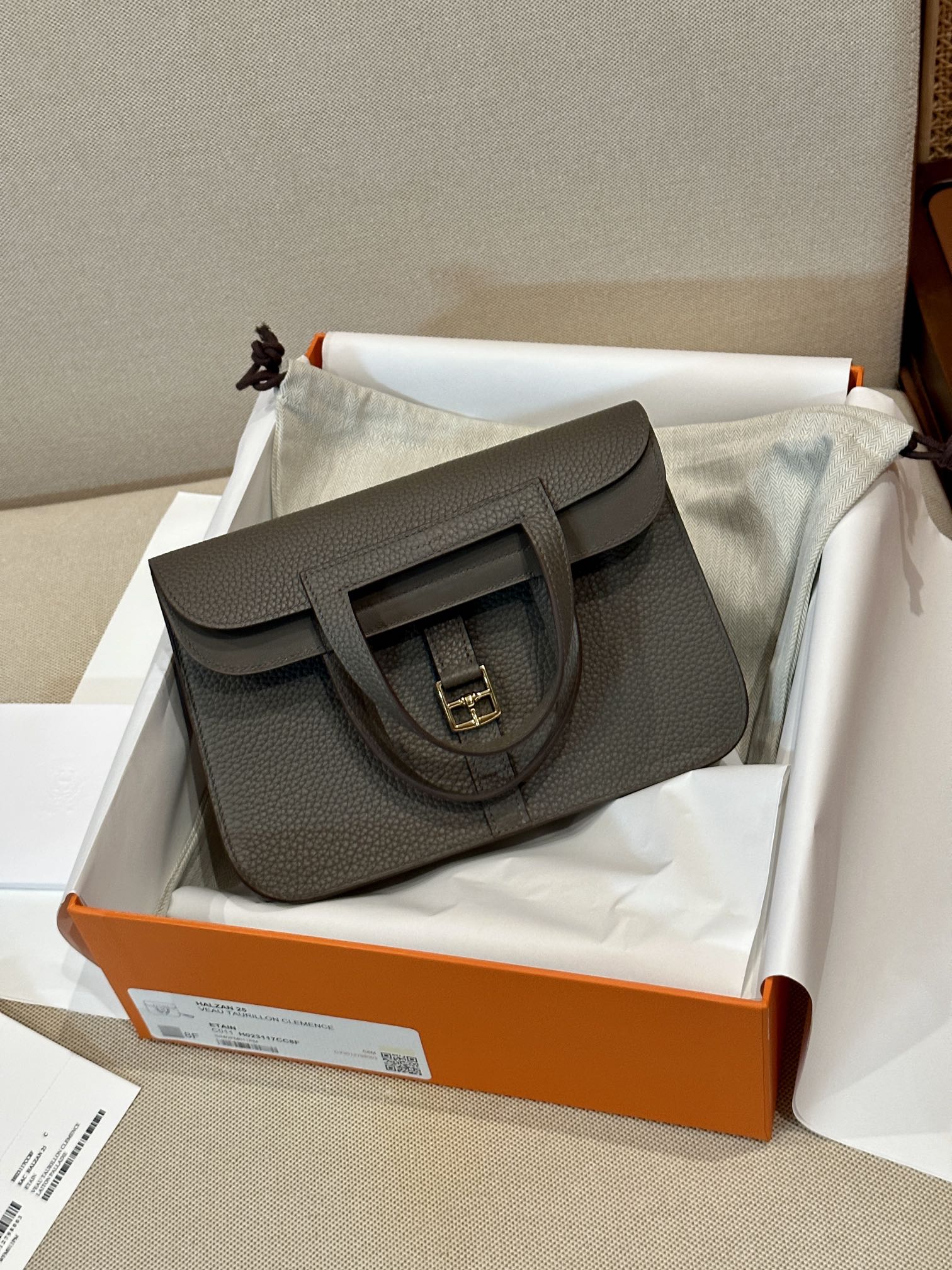 Replica Hermès Halzan Dark Grey