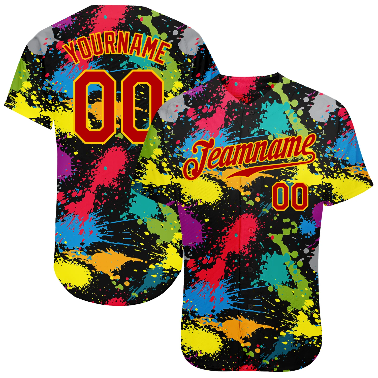 Custom Graffiti Pattern Gold-Purple 3D Clashing Colors Paint-Splatter Authentic Baseball Jersey