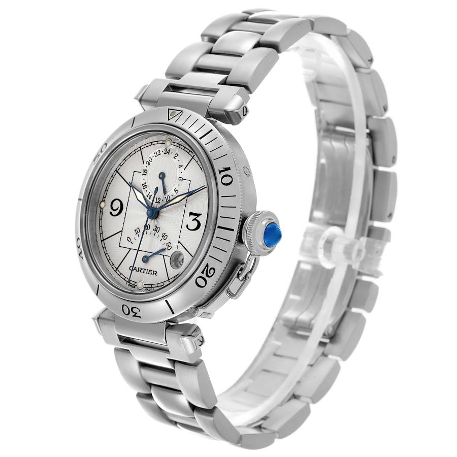 Cartier Pasha Power Reserve Silver Dial Steel Mens Watch W31037H3