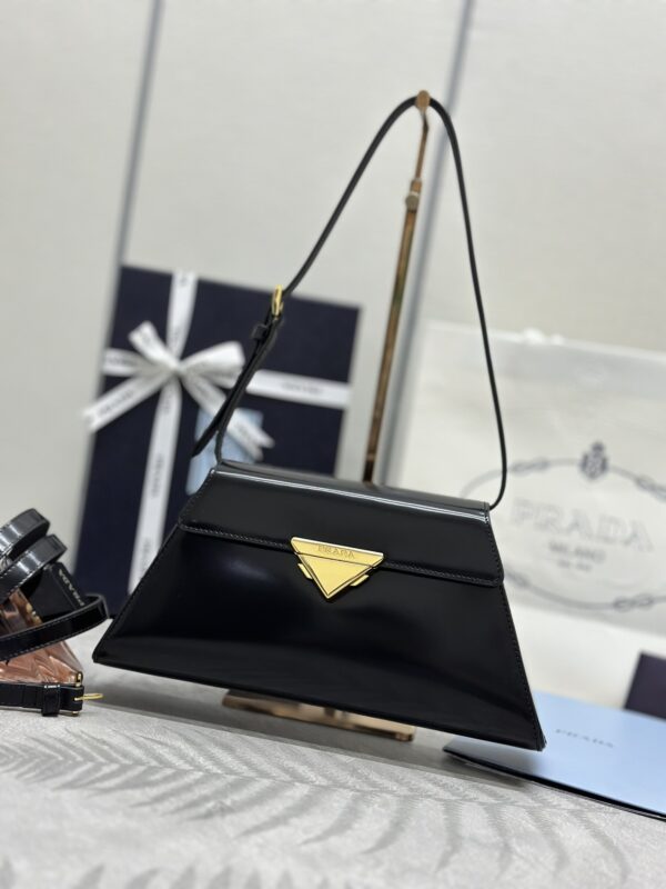 Replica Prada Triangle Leather Handbag Black