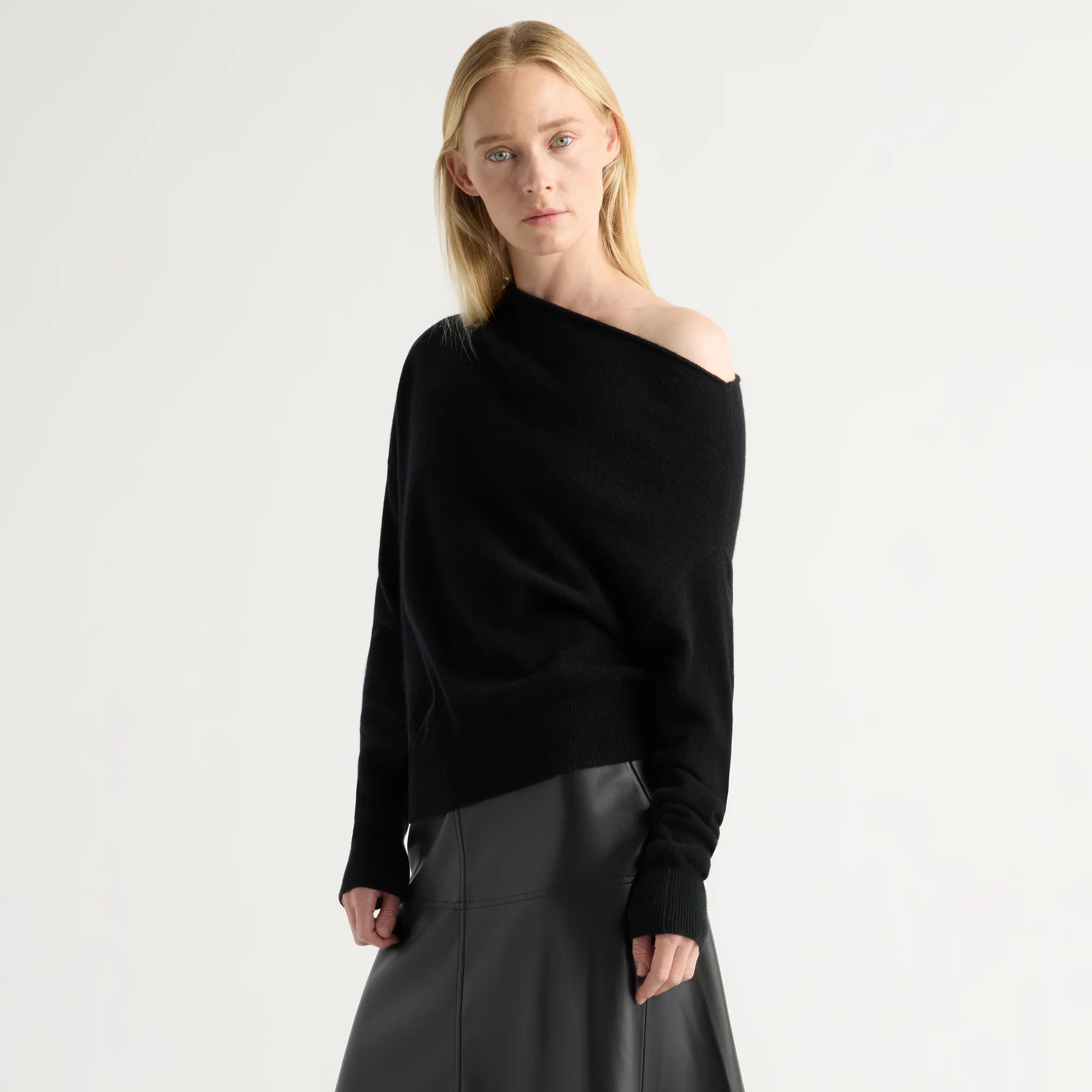 Lan Cashmere Off-Shoulder Sweater