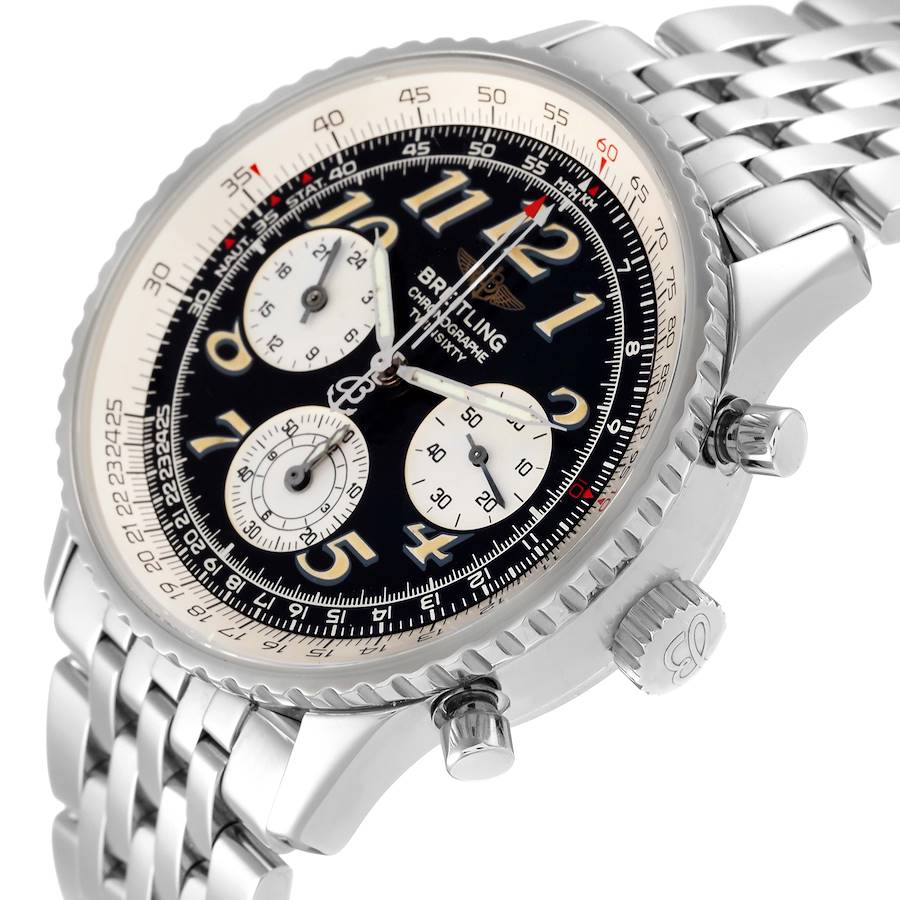 Breitling Navitimer Twin Sixty 2 Black Dial Steel Mens Watch A39022