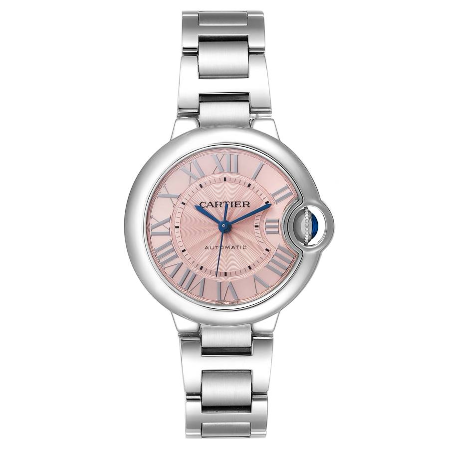 Cartier Ballon Bleu 33 Midsize Steel Pink Dial Ladies Watch W6920100