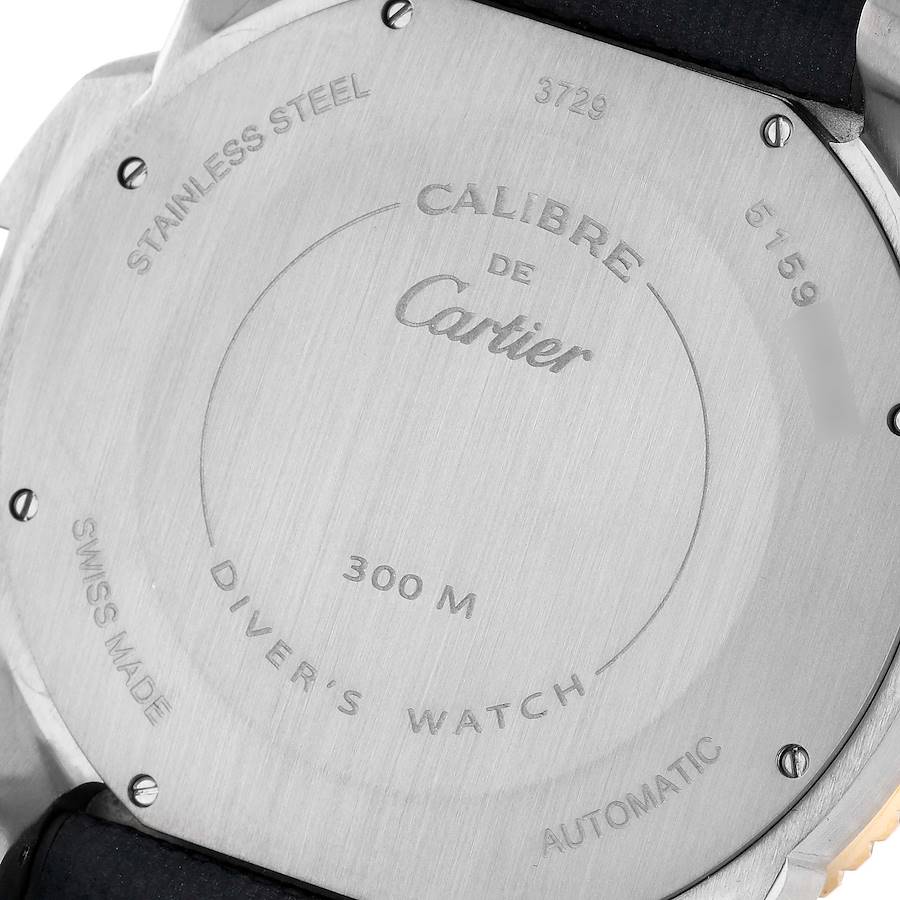 Cartier Calibre Diver Steel Rose Gold Blue Dial Mens Watch W2CA0008 Card