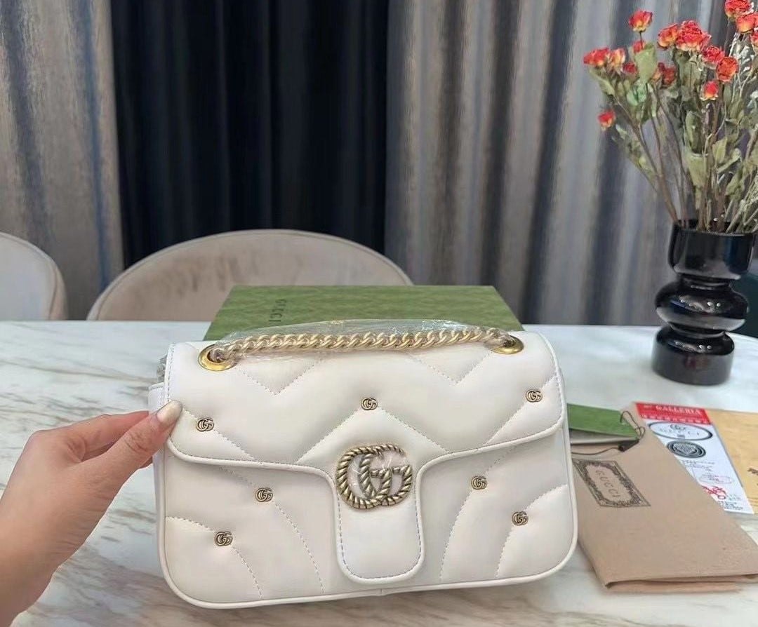 Gucci Gg Marmont Shoulder Bag White 23Cm 443497 Aacpg 9206