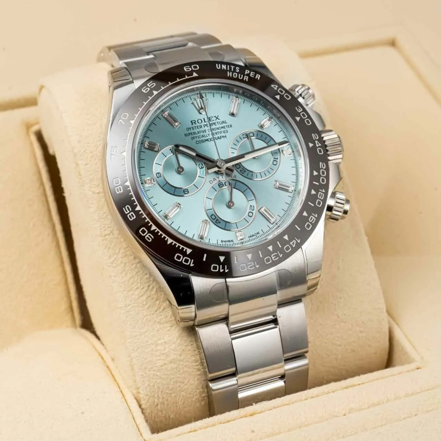 Rollie-The Crown Cosmograph Daytona 40mm Platinum Ice-Blue Dial m116506-0002