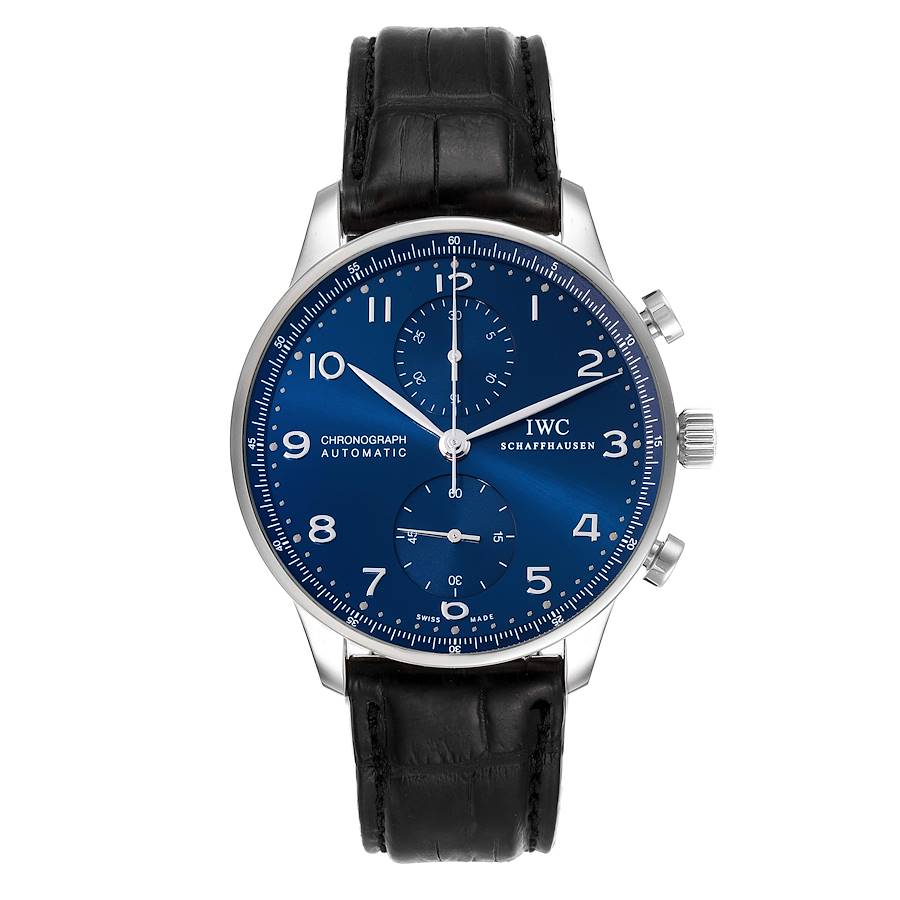 IWC Portuguese Chronograph Blue Dial Steel Mens Watch IW371491