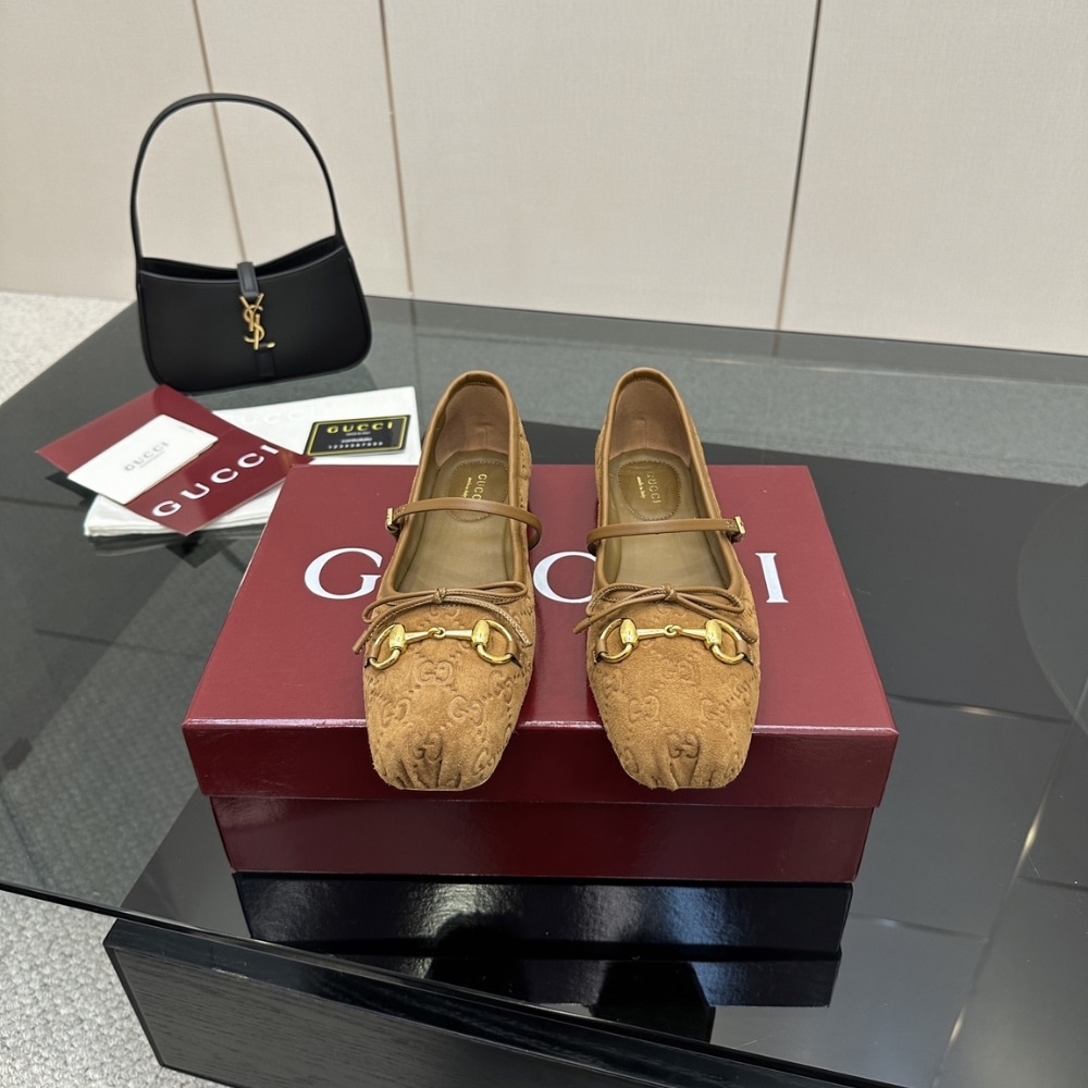 Gucci Women’s Horsebit Ballet Flat Brown 814413 Aaeen 2808