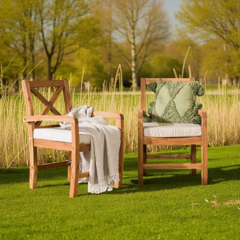 Patio Armchairs with Cushions Set of 2