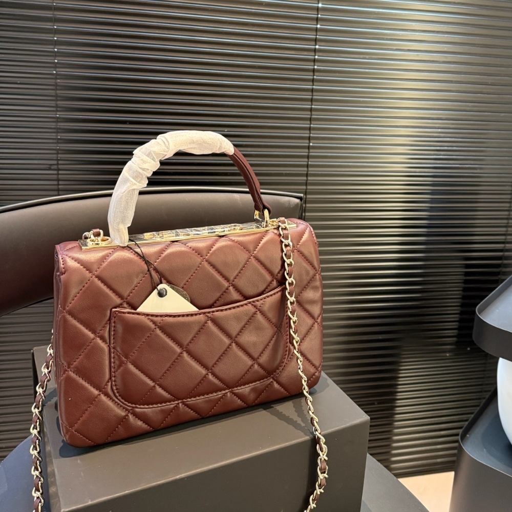 Chanel Flap Bag With Top Handle Burgundy 25cm