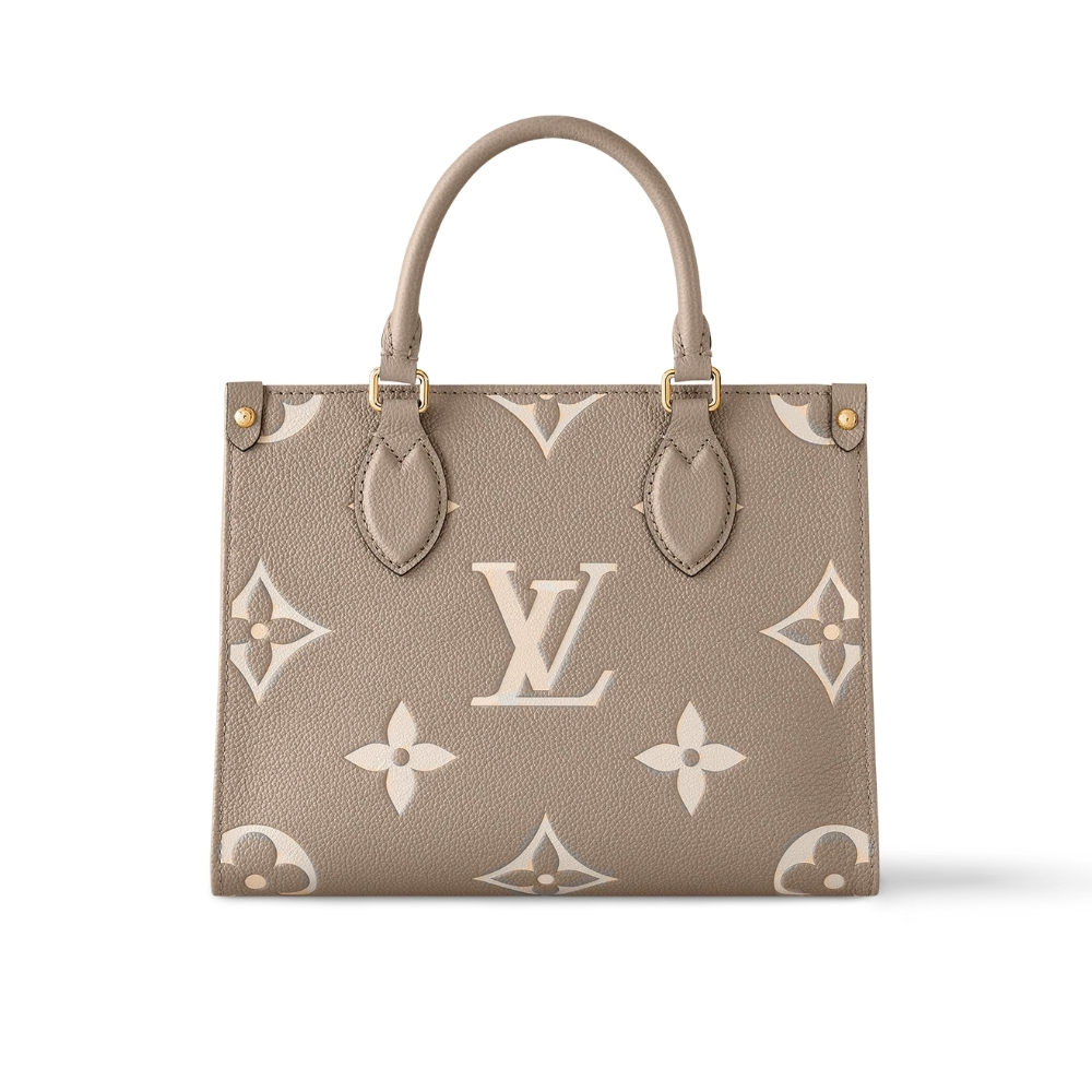 Louis Vuitton Onthego PM Bicolor Monogram Empreinte Leather Tote Bag Beige 25cm M45779