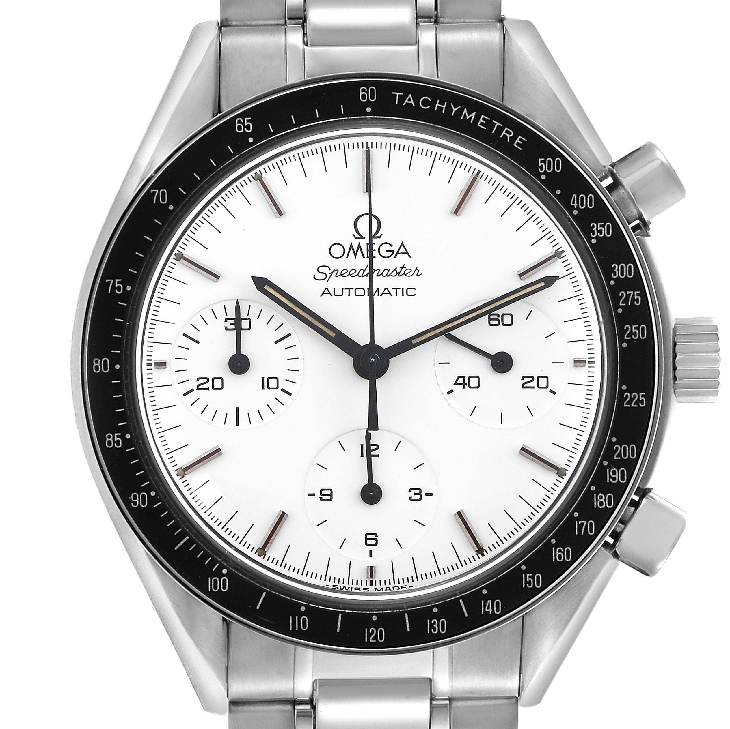 Omega Speedmaster Reduced Albino White Dial Steel Mens Watch 39.0 MM 3510.20.00