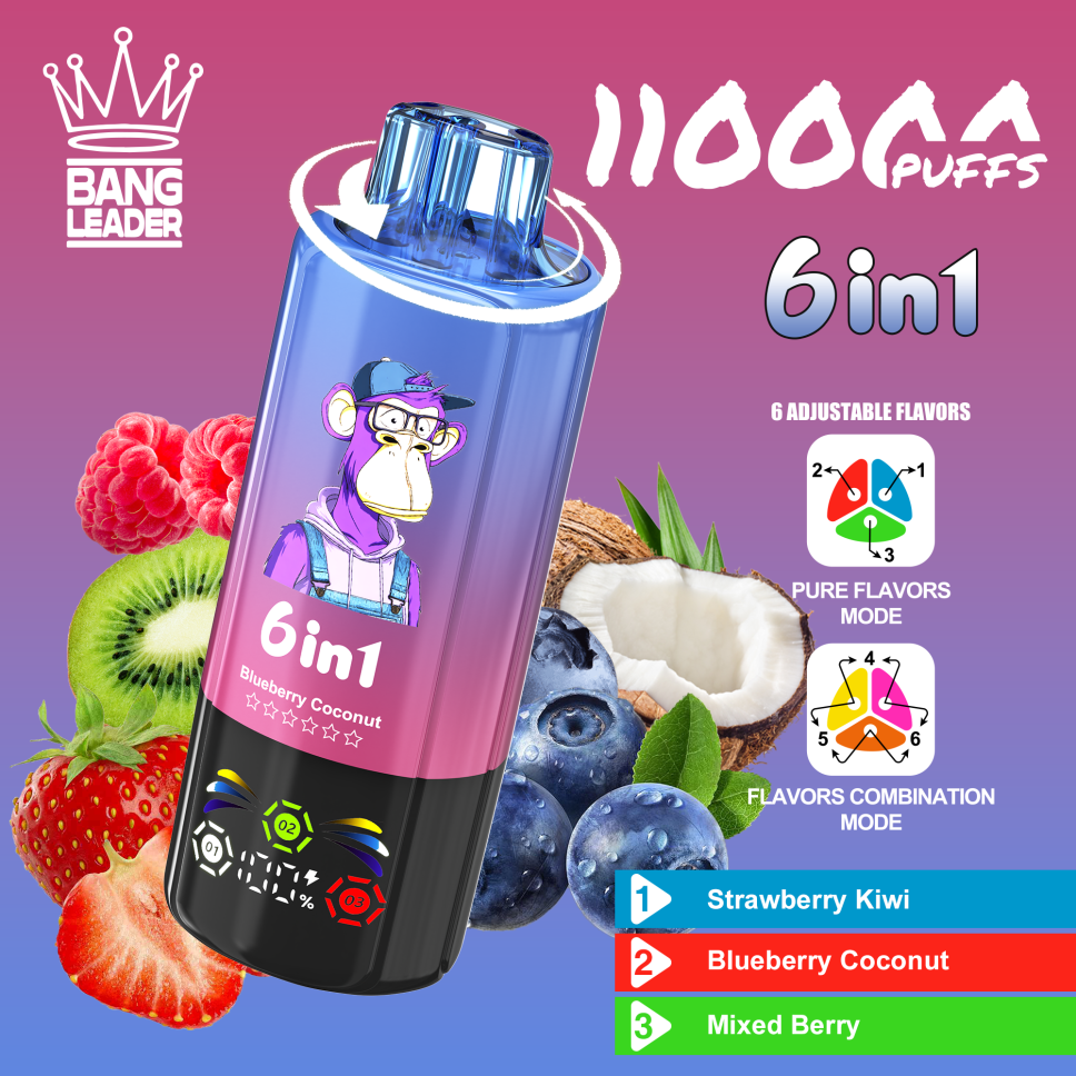 Bang Leader 110K Puffs 6-in-1 Prefilled Vape Device - 6 Flavours, Rechargeable, 850mAh