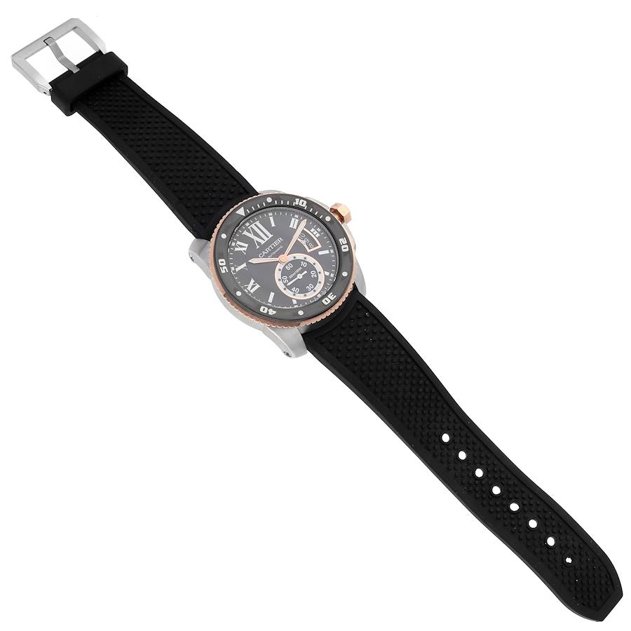 Cartier Calibre Diver Steel Rose Gold Black Dial Mens Watch W7100055