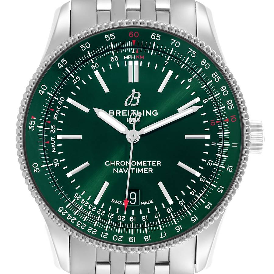 Breitling Navitimer 41 Green Dial Steel Mens Watch A17326