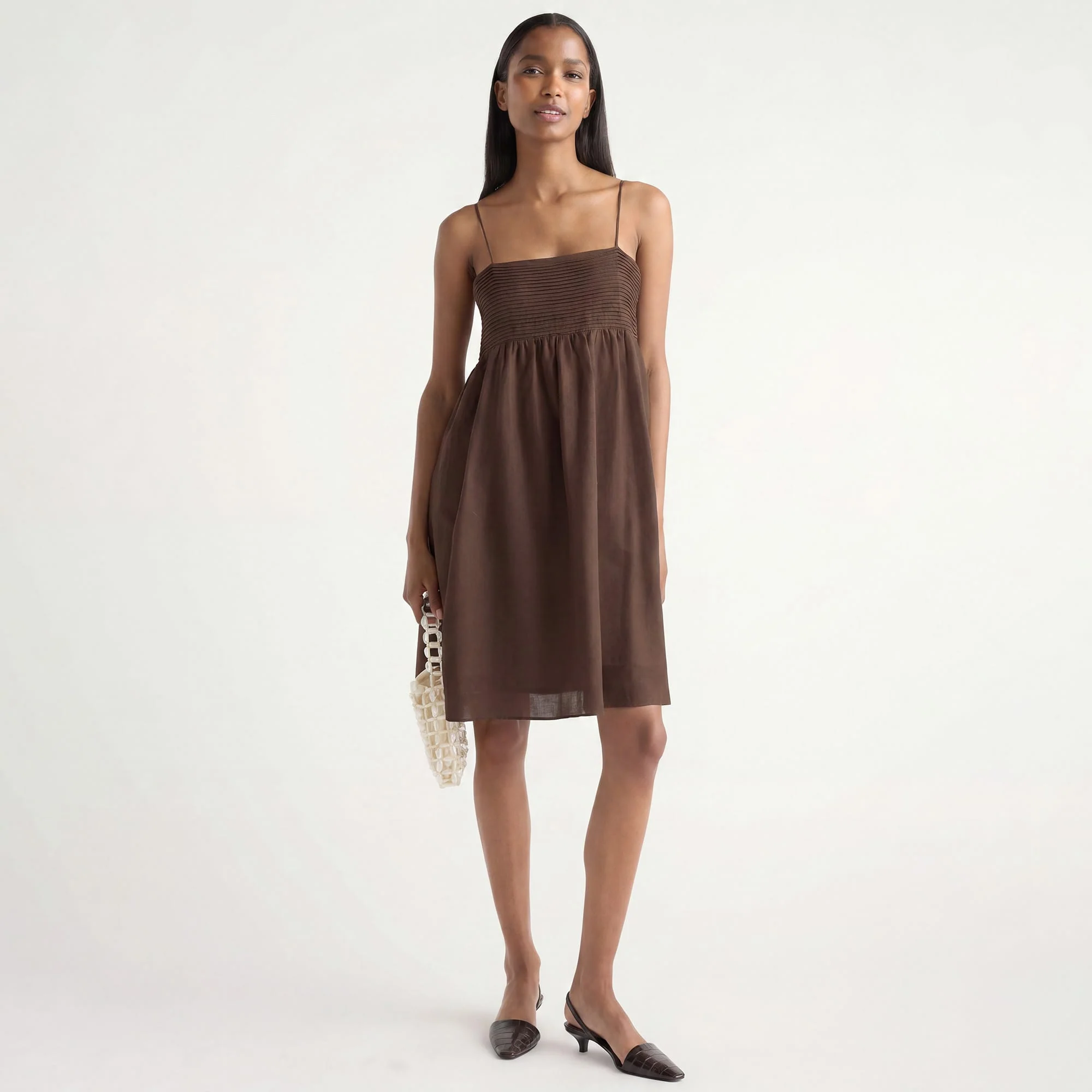 Myra Pintuck Cotton-Silk Dress