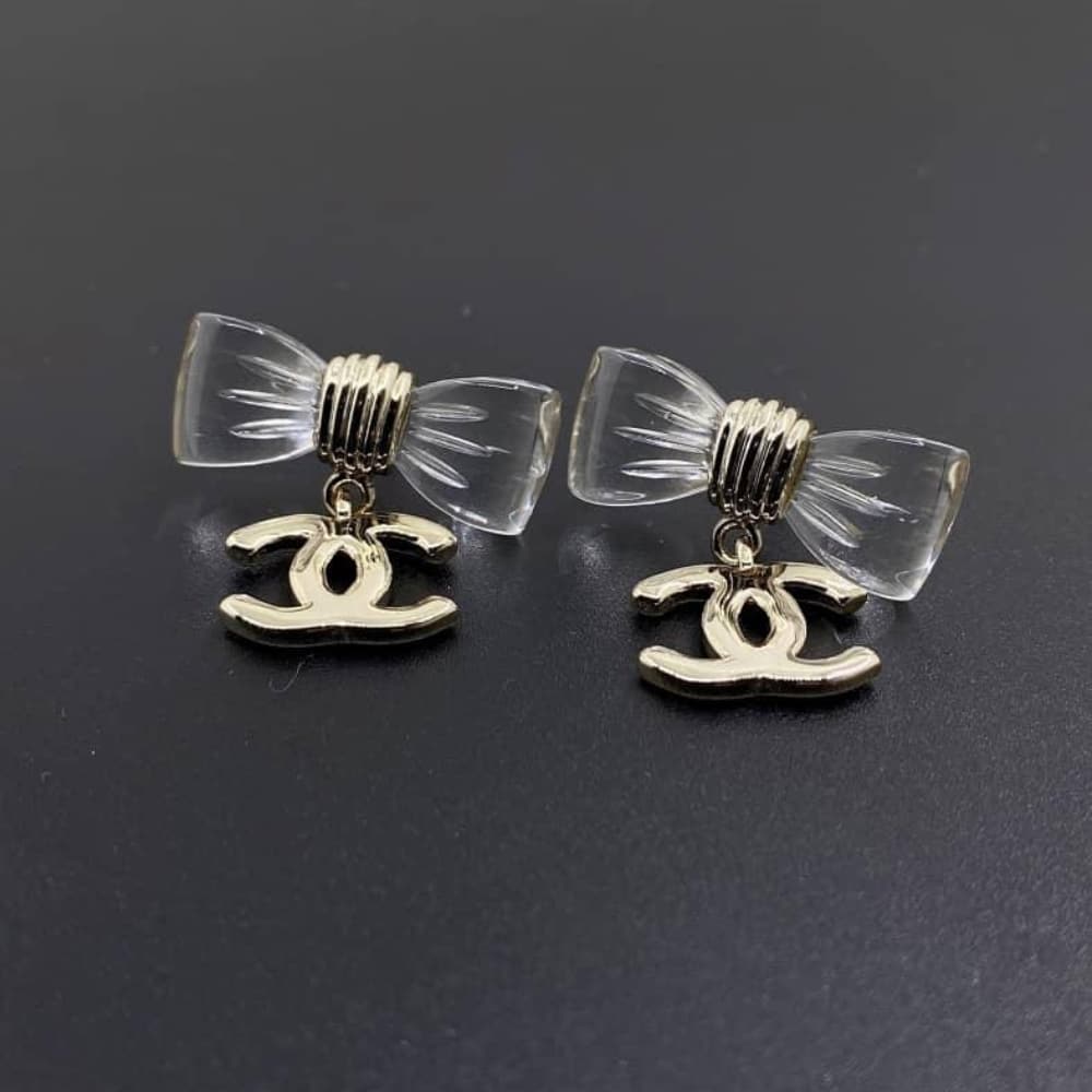 Chanel D25 Cc Bow Earrings Gold Metal Abf537 B19997 Nafvg