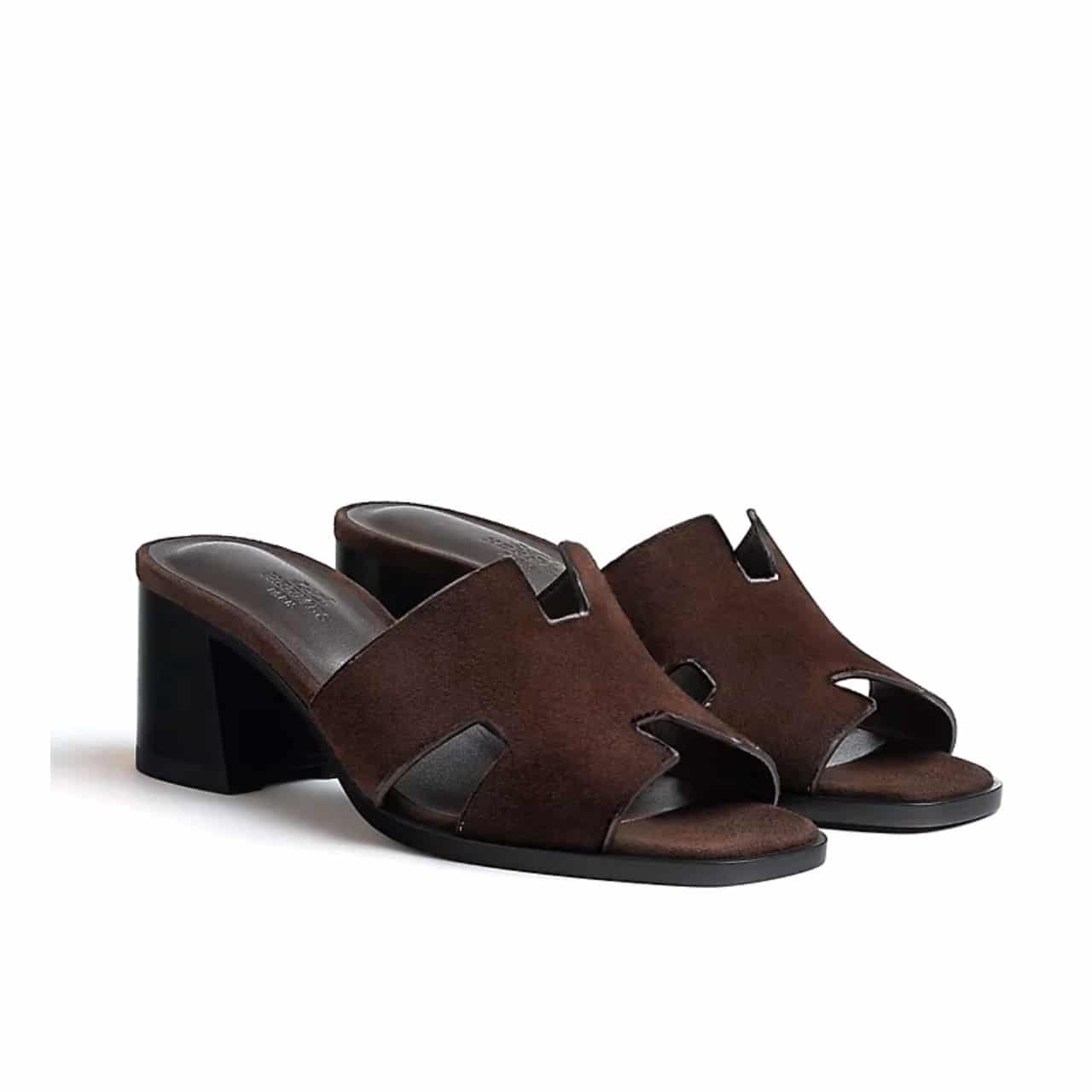 Hermes Helia 60 Sandal Dark Brown H232088z F7375